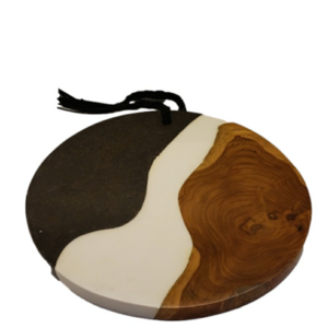 ROUND Black Walnut Epoxy Charcuterie Chopping Cheese Board 13.5" Diam.